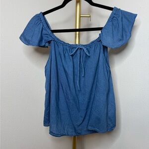 Madewell‎ Chambray Ruffle Sleeve Top